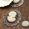 1 Pc Flat Lightweight Brown Ivory Silhouette Cameo Antique Brass Frame